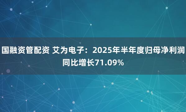 国融资管配资 艾为电子：2025年半年度归母净利润同比增长71.09%