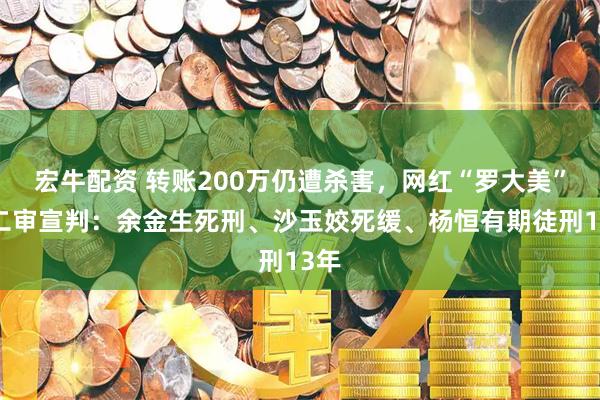 宏牛配资 转账200万仍遭杀害，网红“罗大美”案二审宣判：余金生死刑、沙玉姣死缓、杨恒有期徒刑13年